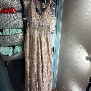 Speechless Lavender and Cream Maxi Dress with V-Neck